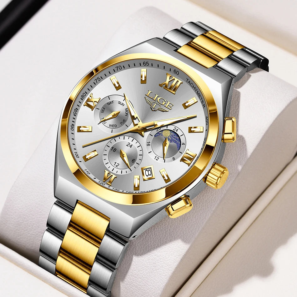 LIGE Watches For Women Elegant Luminous Date Women's Quartz Watches Stainless Steel Sports Waterproof Bracelet Watch Women Gift