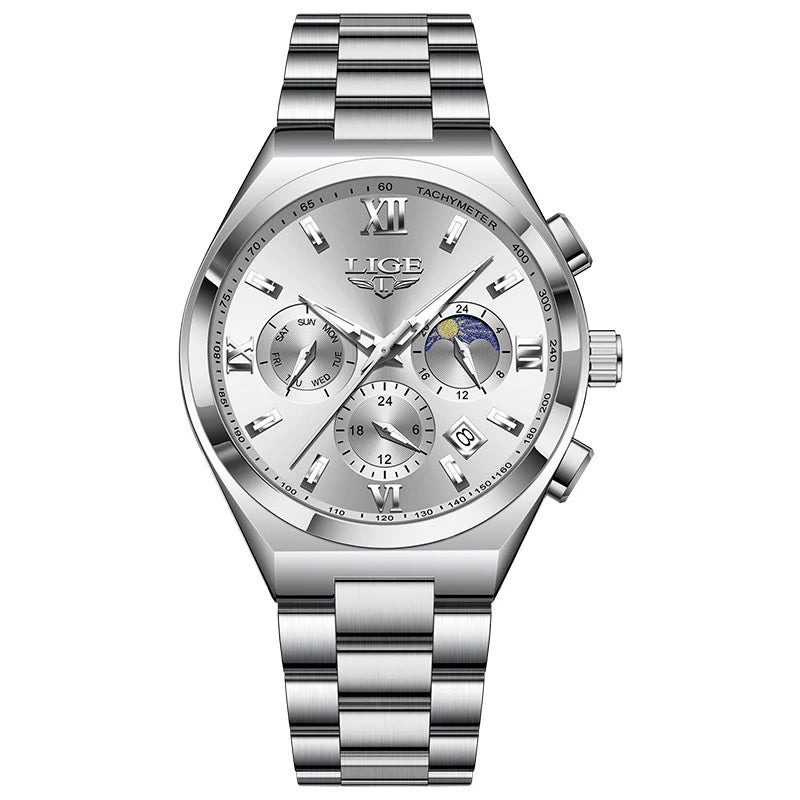 LIGE Watches For Women Elegant Luminous Date Women's Quartz Watches Stainless Steel Sports Waterproof Bracelet Watch Women Gift