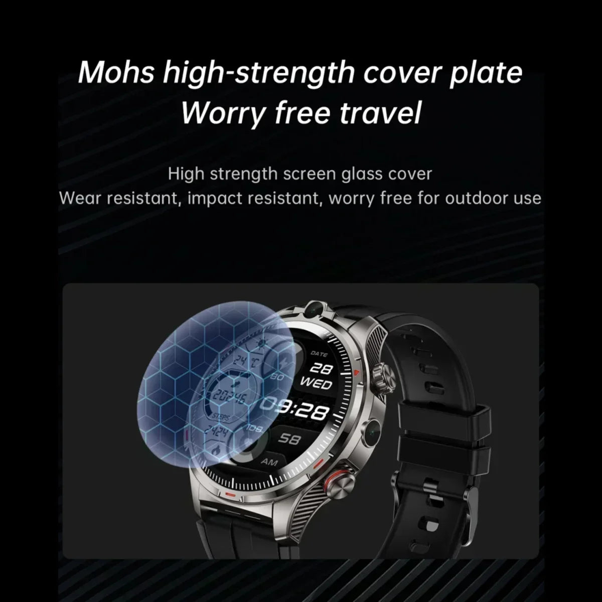 LW12 4G Smart Watch for Men with SIM Card 1.43 inch AMOLED Display  Android Dual Camera & GPS WiFi Support Apps Download