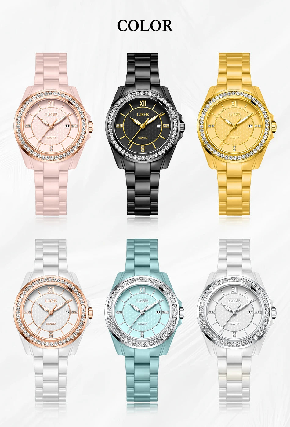 LIGE New Ceramic Watch Women Top Brand Luxury Creative Waterproof Watches For Women Fashion Elegant Luminous Ladies Quartz Watch