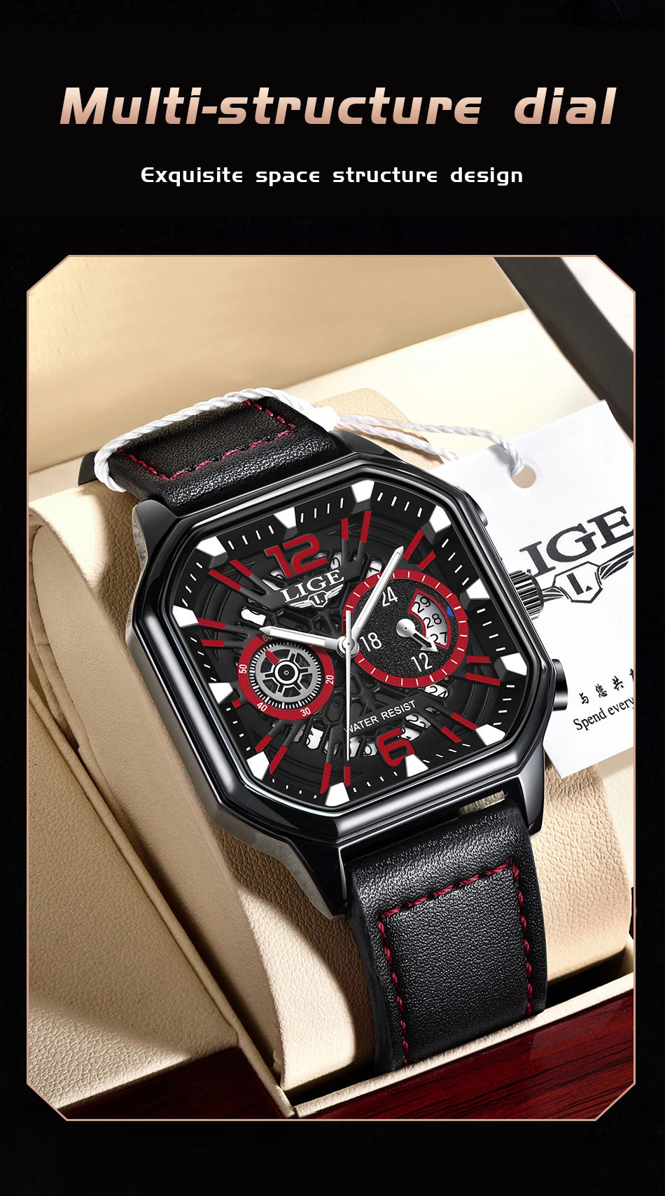 LIGE Fashion Mens Watch Leather Clock Brand Luxury Sport Chronograph Quartz Watches For Men Wrist Watch Relogios Masculino+Box