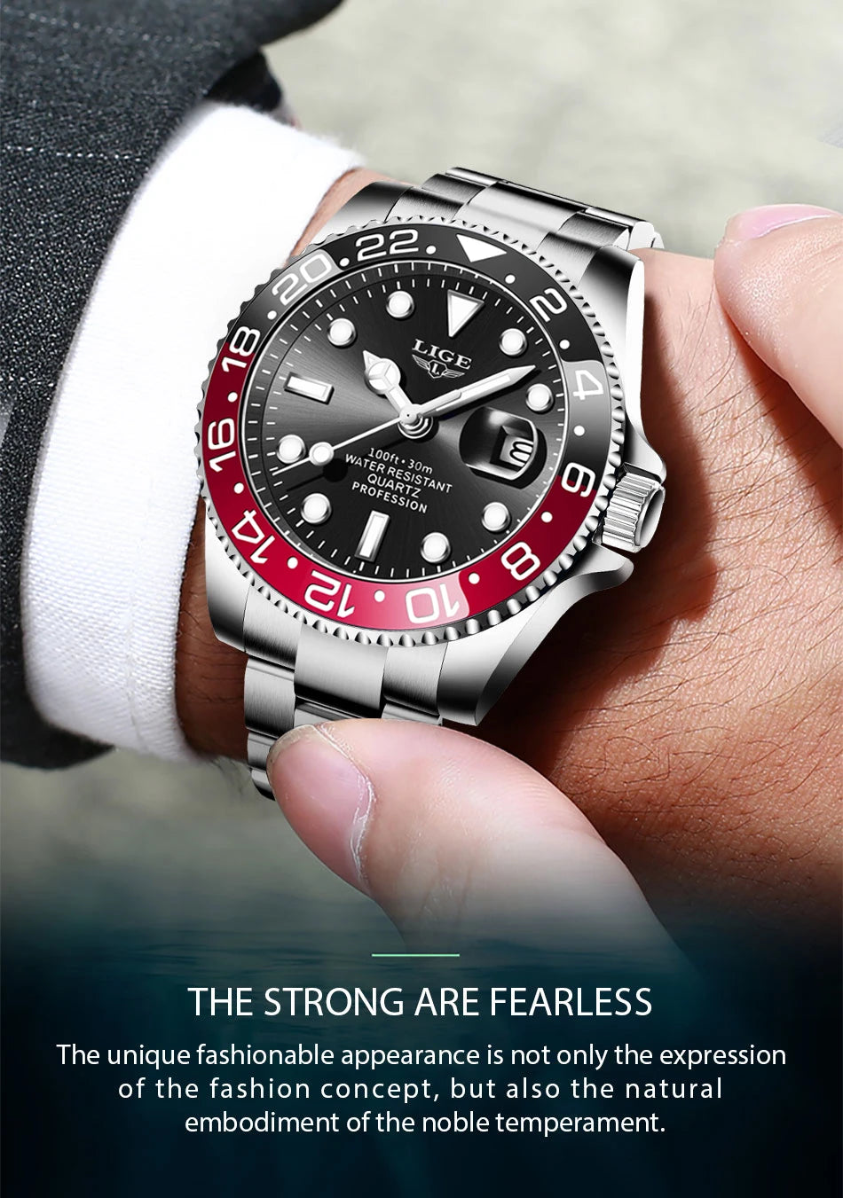 LIGE  New Mens Watches Top Brand Luxury Fashion Black Watch Men Luminous Waterproof Date Clock Sport Mens Quartz Wristwatch