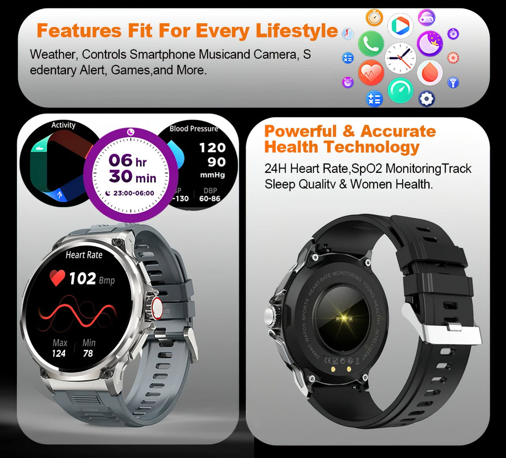 LIGE 1.85 Inch Smart Watch Men 710mAh Battery Long Standby Bluetooth Call Smartwatch New Fitness Watch Sport Tracker Andriod IOS