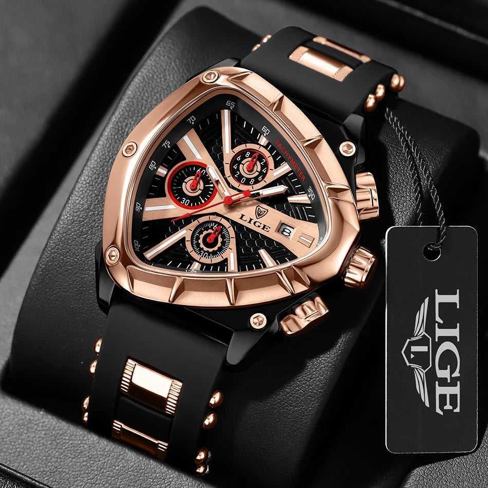 LIGE Original Luxury Unisex Watch Waterproof Sport Quartz Wrist Watches Business Big Dial Wristwatches Relogio Masculino+BOX