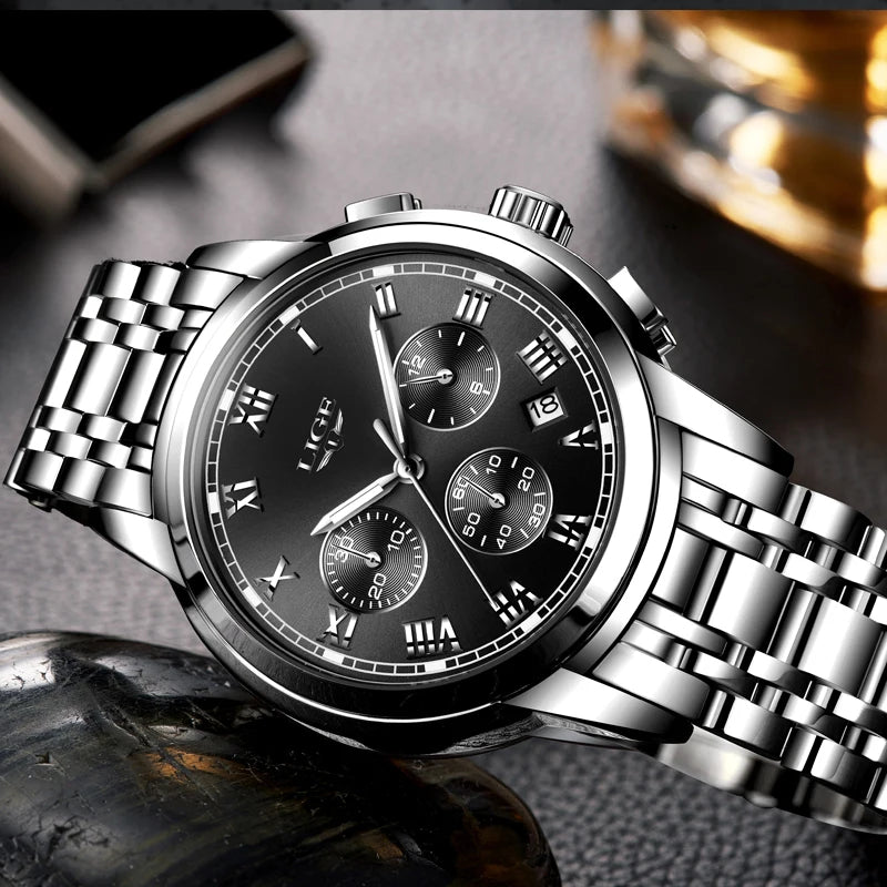 2024 LIGE Fashion Mens Watches Top Brand Luxury Quartz Wrist Watch for Men  Waterproof Sport Chronograph Watch Relogio Masculino