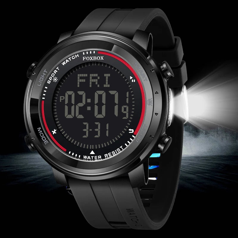 LIGE Digital Watches for Men Flashlight Outdoor Sport Electronic Watches LED Luminous Waterproof Man Watch Chronograph Clock