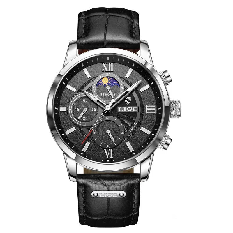 LIGE Luxury Women's Watch Fashion Leather Waterproof Luminous Watch For Women Casual Sports Date Quartz Chronograph Montre Femme