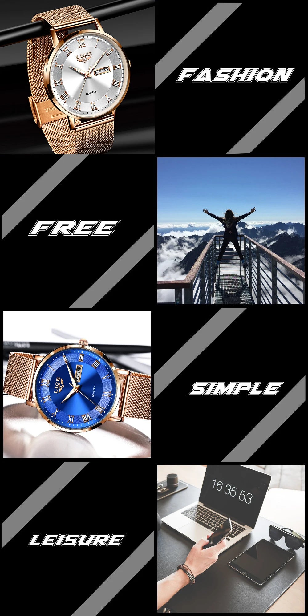LIGE New Watch Women Luxury Watches Ladies Creative Steel Women's Bracelet Watches Female Waterproof Clock Relogio Feminino