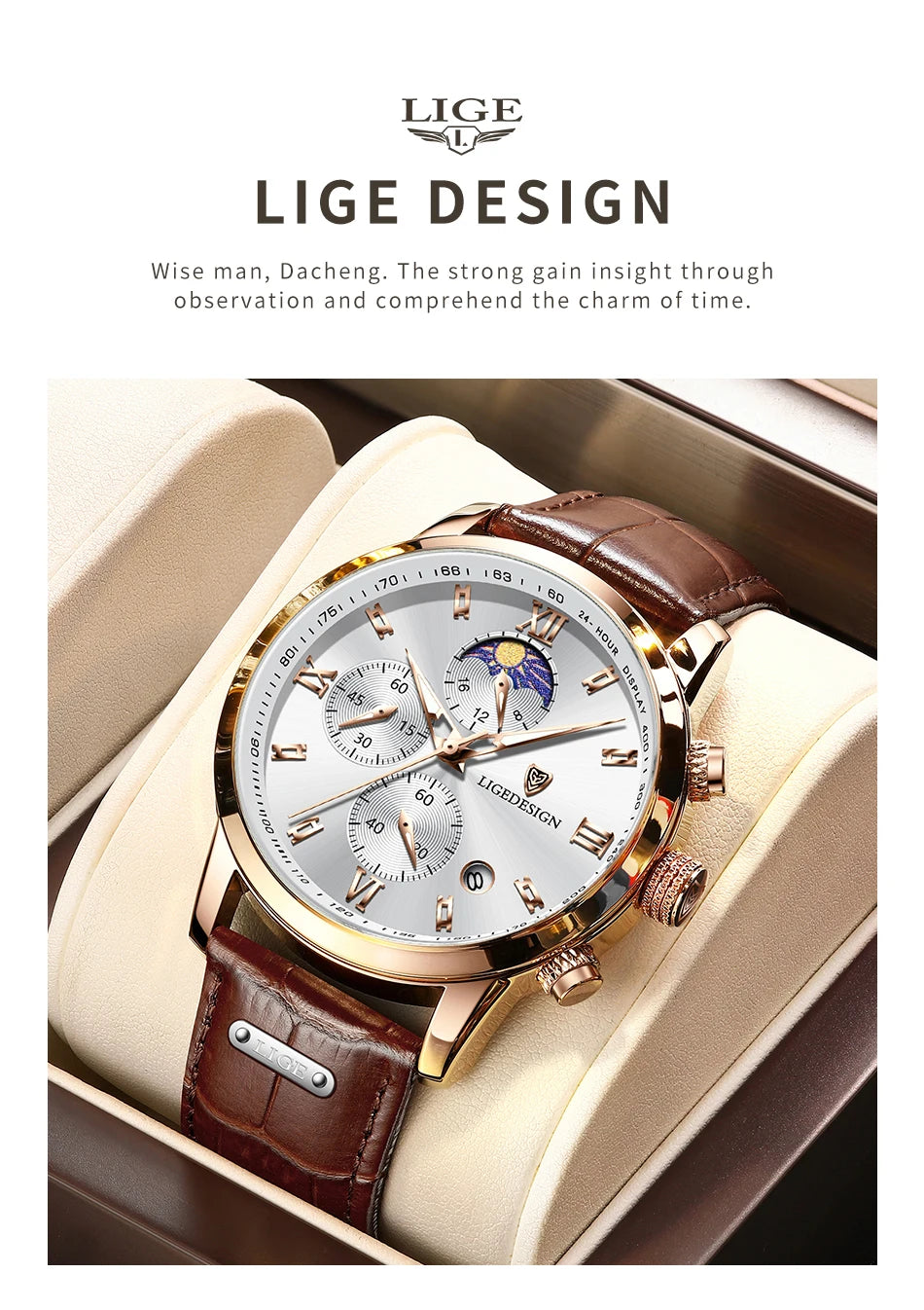 LIGE Men Date Clock Watches Male Chronograph Watch for Men Business Fashion Watch Man Top Brand Luxury Leather Quartz Wristwatch