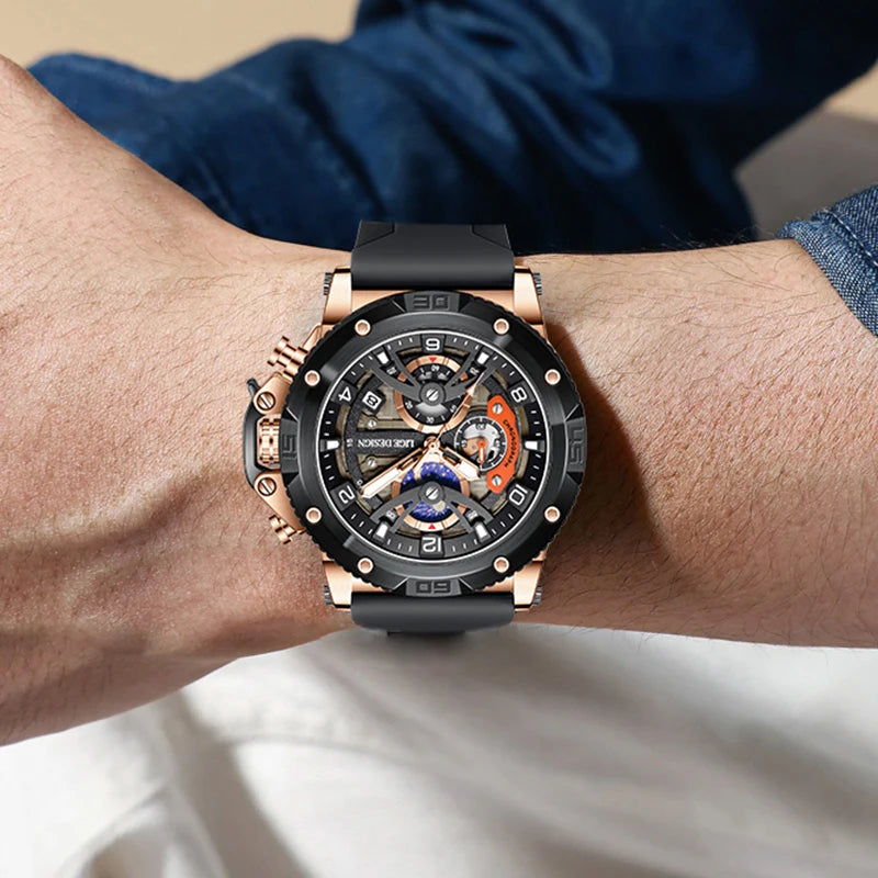 LIGE New Luxury Mens Watch Fashion Sports Dive Watches Men Waterproof Luminous Chronograph Quartz Wristwatches Reloj Hombre