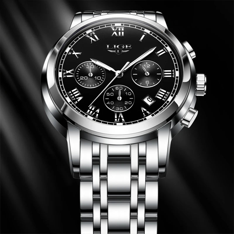 2024 LIGE Fashion Mens Watches Top Brand Luxury Quartz Wrist Watch for Men  Waterproof Sport Chronograph Watch Relogio Masculino