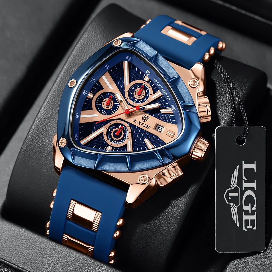 LIGE Original Luxury Unisex Watch Waterproof Sport Quartz Wrist Watches Business Big Dial Wristwatches Relogio Masculino+BOX