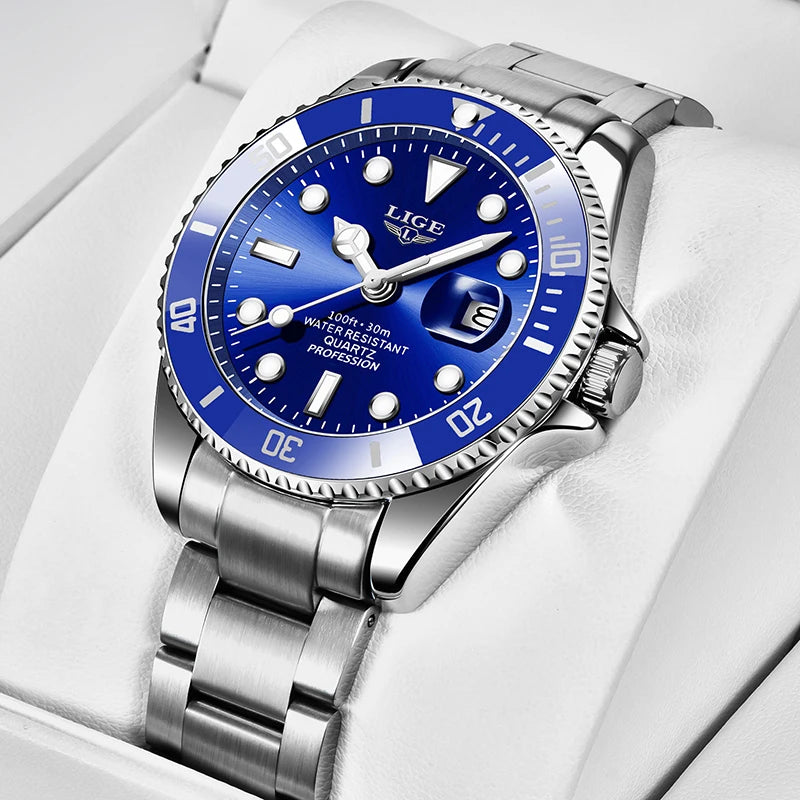 LIGE Watch For Men Top Brand Luxury Fashion Men Watch Casual Business Waterproof Chronograph Quartz Wristwatches Montre Homme