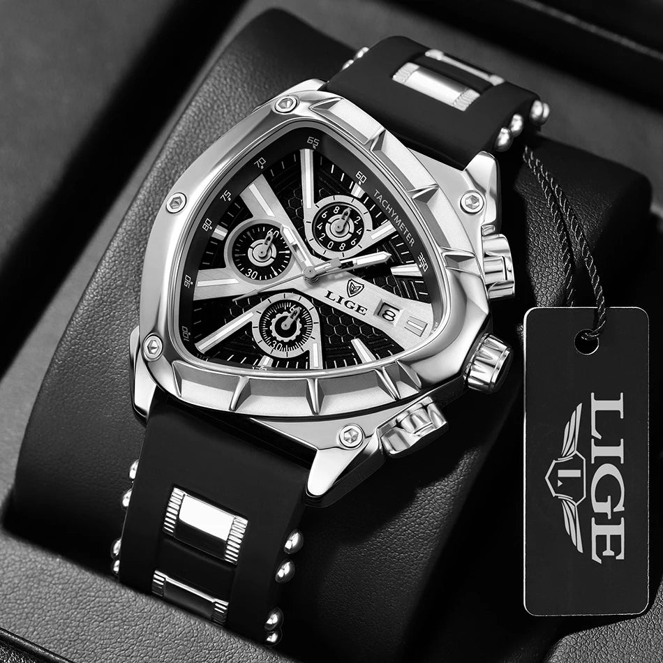 LIGE Original Luxury Unisex Watch Waterproof Sport Quartz Wrist Watches Business Big Dial Wristwatches Relogio Masculino+BOX