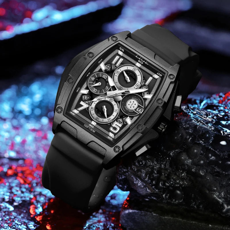 LIGE  Luxury Men‘s Watches Business Waterproof Male Clock Luminous Silicone Band Date Square Quartz Man Watches Reloj Hombre