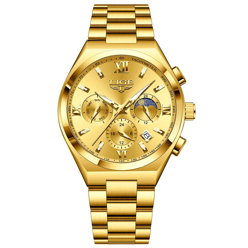 LIGE Watches For Women Elegant Luminous Date Women's Quartz Watches Stainless Steel Sports Waterproof Bracelet Watch Women Gift