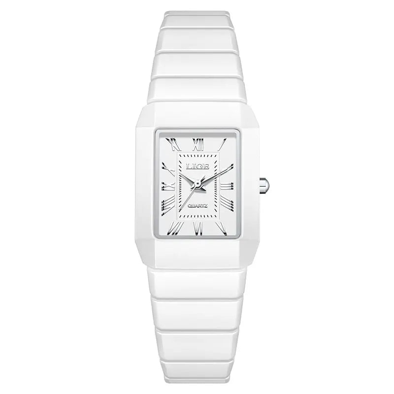 LIGE Women's Watch Ceramic Fashion Quartz Wristwatch Elegant Waterproof Vintage Watches Ultra-thin Watch for Women Reloj Hombre
