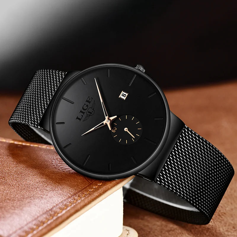 LIGE mens wristwatch simple luxury fashion clock quartz men sports watches Waterproof Watches Gift For Men Relogio Masculino+BOX