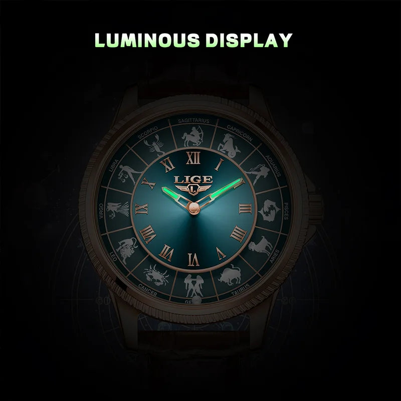 LIGE 2026 Fashion Watches For Man Luxury Creative 30M Waterproof Luminous Constellation Quartz Watch Wristwatches Reloj Hombre