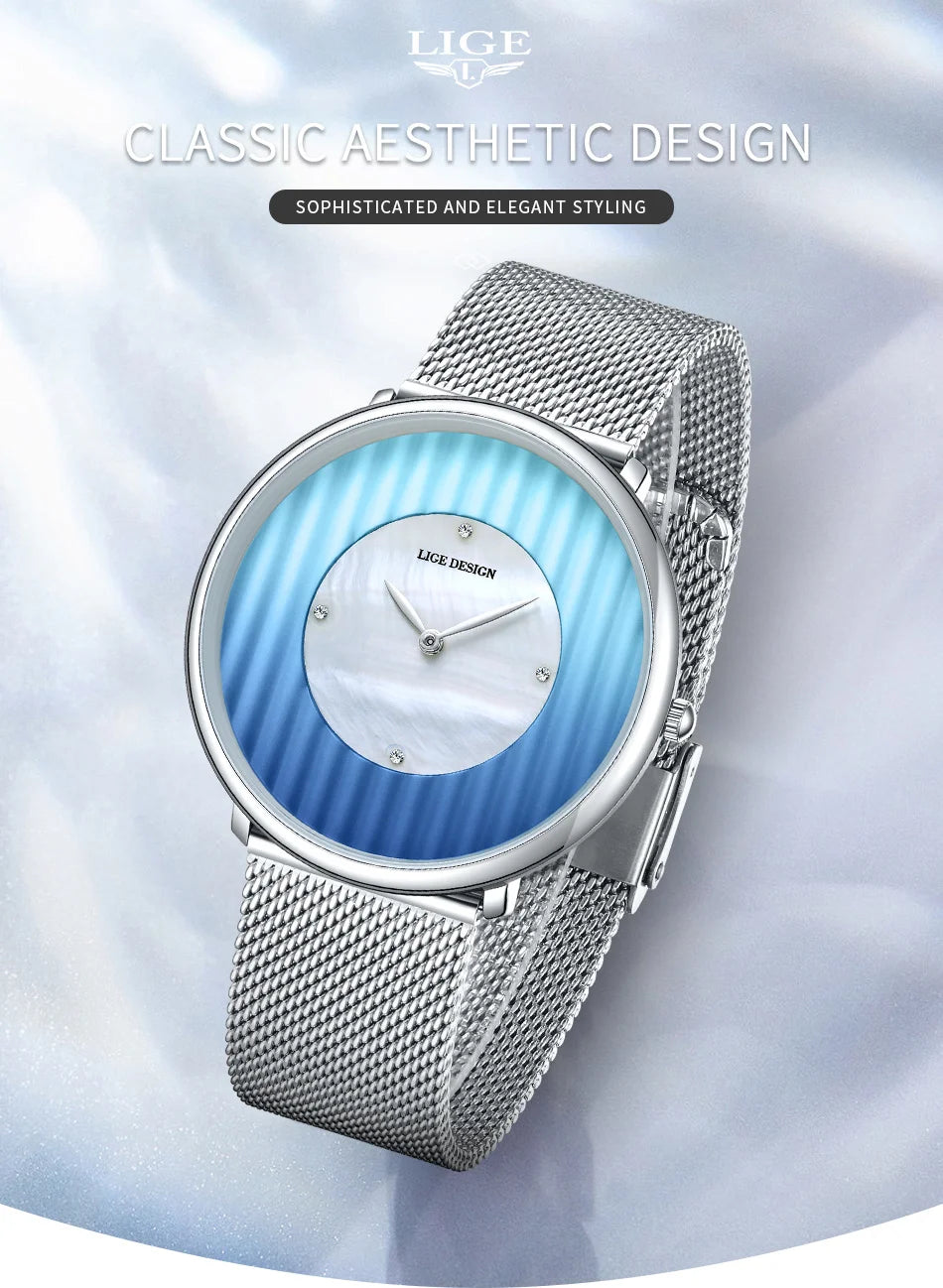 LIGE Brand Luxury Silver Watch Women Small Dial Mesh Band Ladies Watch Fashion Elegent Quartz Wristwatch Gift relogio feminino