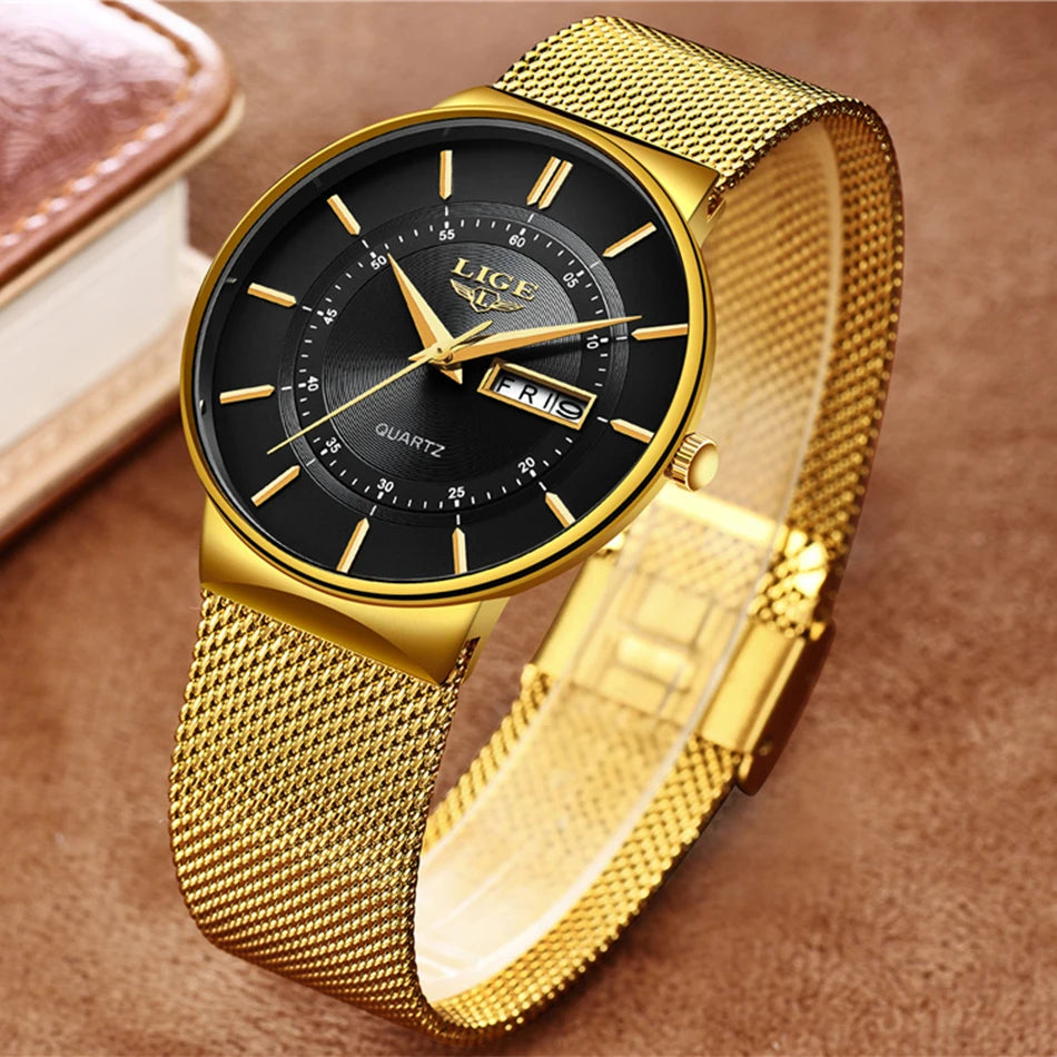 LIGE 2026 Women's Watch Elegant Weekly Calendar Quartz Waterproof Watch for Women Luxury Women Watches Fashion Reloj de Mujer