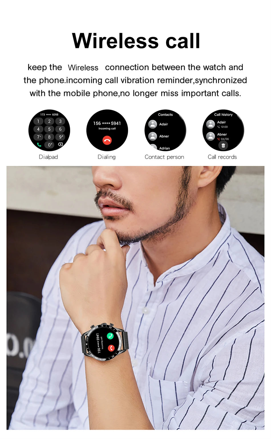 LIGE Men Smart Watch Bluetooth Call Luxury Full Circle Touch Screen Steel Band Waterproof Sports Fitness Watch For Android IOS