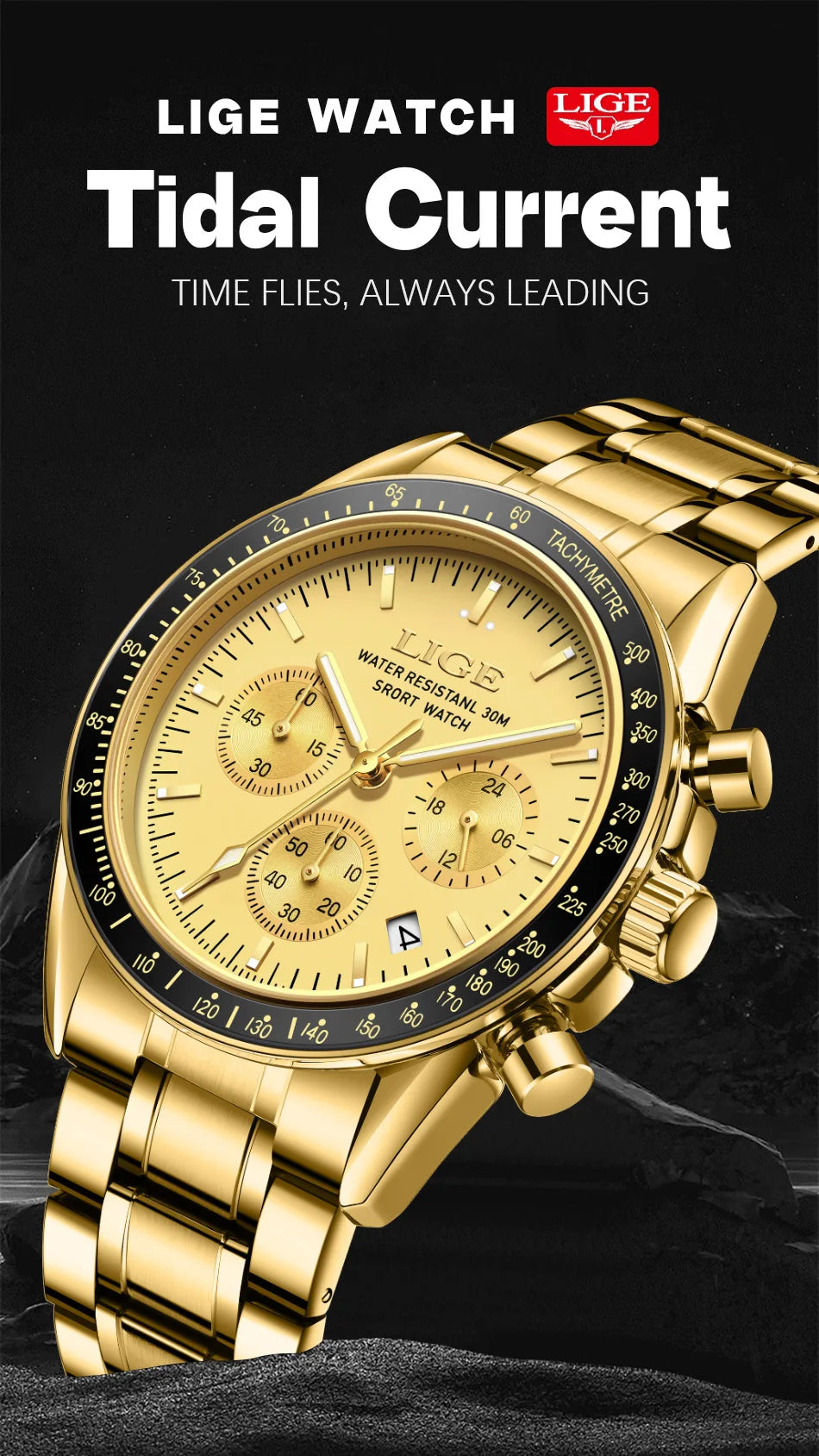 LIGE Fashion Mens Watches Top Brand Luxury Business Watch For Men Full Steel Waterproof Quartz Chronograph Relogios Masculino