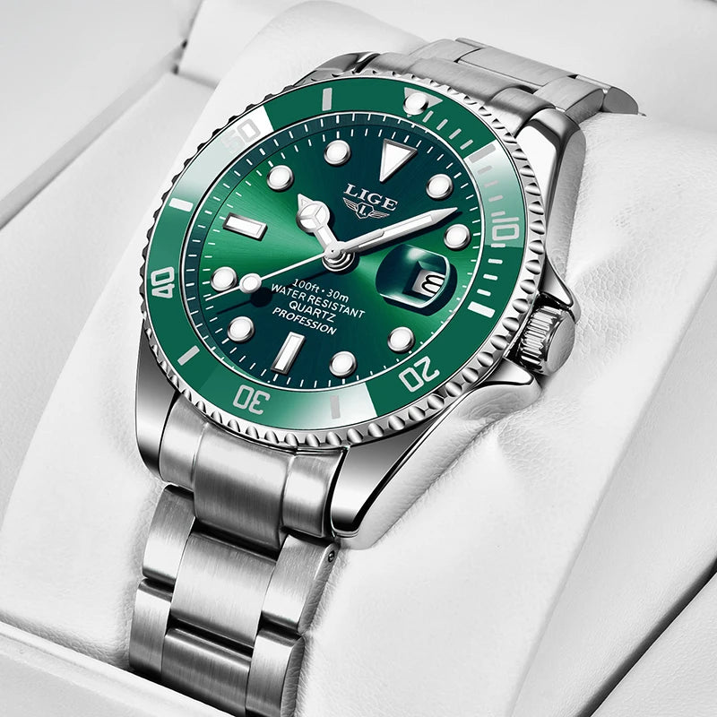 LIGE Watch For Men Top Brand Luxury Fashion Men Watch Casual Business Waterproof Chronograph Quartz Wristwatches Montre Homme