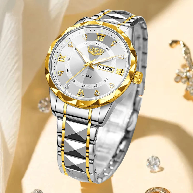 New Original LIGE Ladies Luminous Watches Simple Elegant Round Quartz Wrist Watch For Women Sport Waterproof Diamond Watch Women