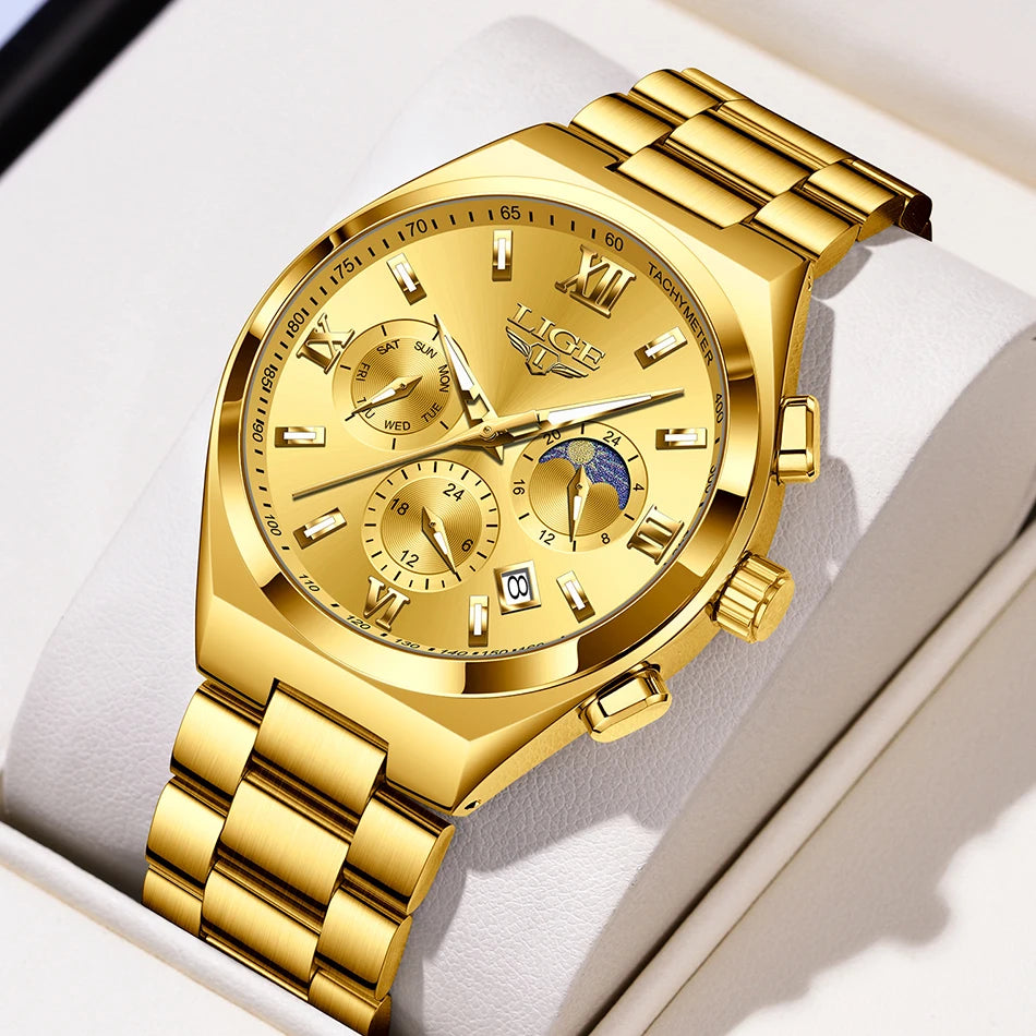 LIGE Watches For Women Elegant Luminous Date Women's Quartz Watches Stainless Steel Sports Waterproof Bracelet Watch Women Gift