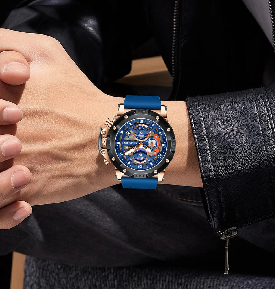 LIGE New Luxury Mens Watch Fashion Sports Dive Watches Men Waterproof Luminous Chronograph Quartz Wristwatches Reloj Hombre