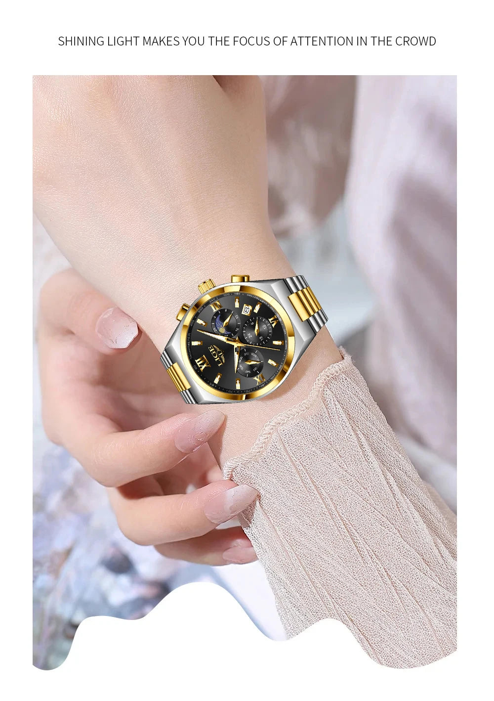 LIGE Watches For Women Elegant Luminous Date Women's Quartz Watches Stainless Steel Sports Waterproof Bracelet Watch Women Gift