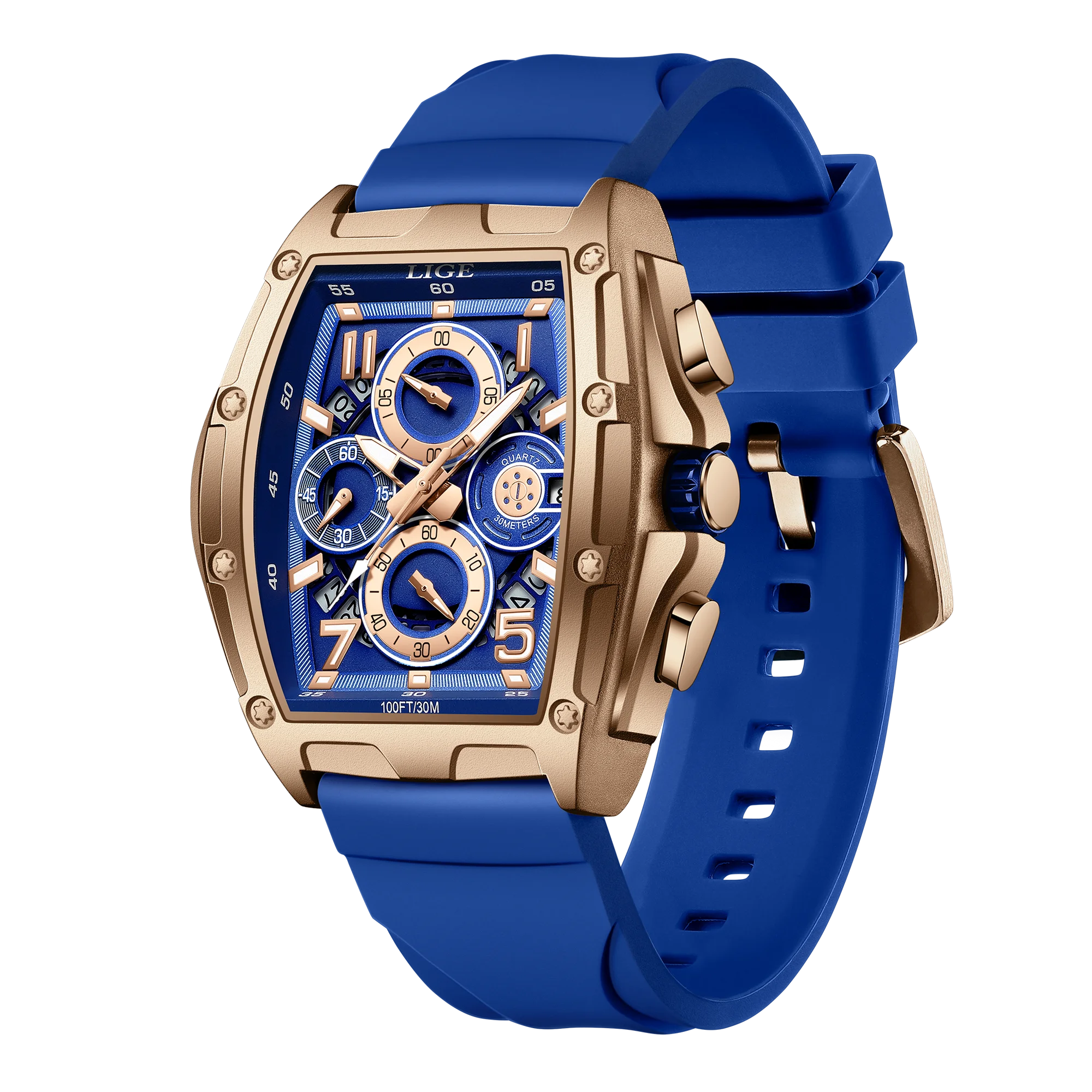 LIGE  Luxury Men‘s Watches Business Waterproof Male Clock Luminous Silicone Band Date Square Quartz Man Watches Reloj Hombre