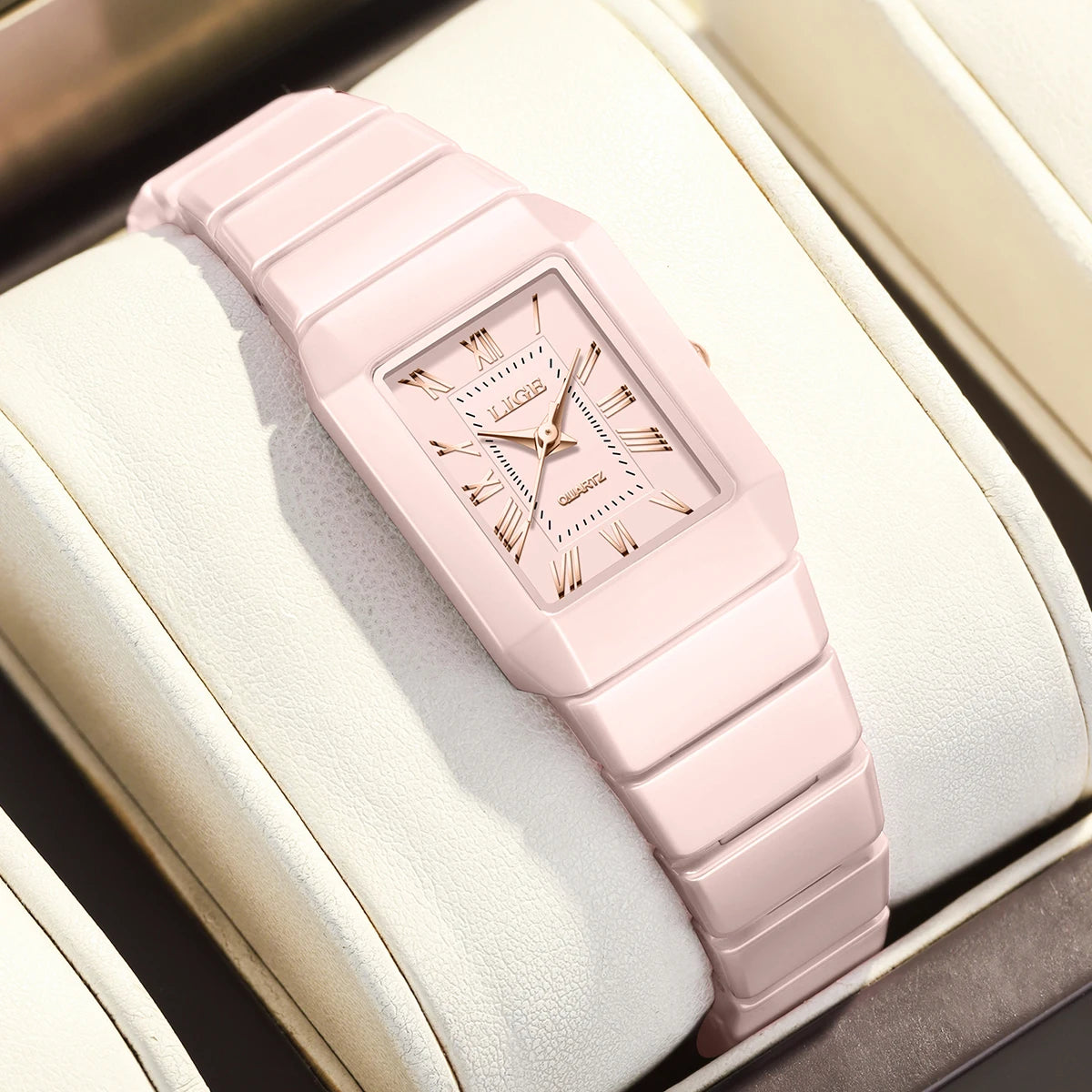 LIGE Women's Watch Ceramic Fashion Quartz Wristwatch Elegant Waterproof Vintage Watches Ultra-thin Watch for Women Reloj Hombre