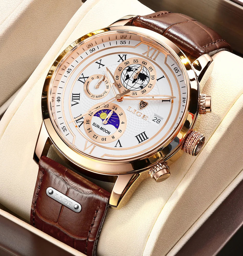 LIGE Mens Watches Luxury Waterproof Luminous Quartz Watch For Men Business Fashion Casual Man Date Chronograph Relogio Masculino