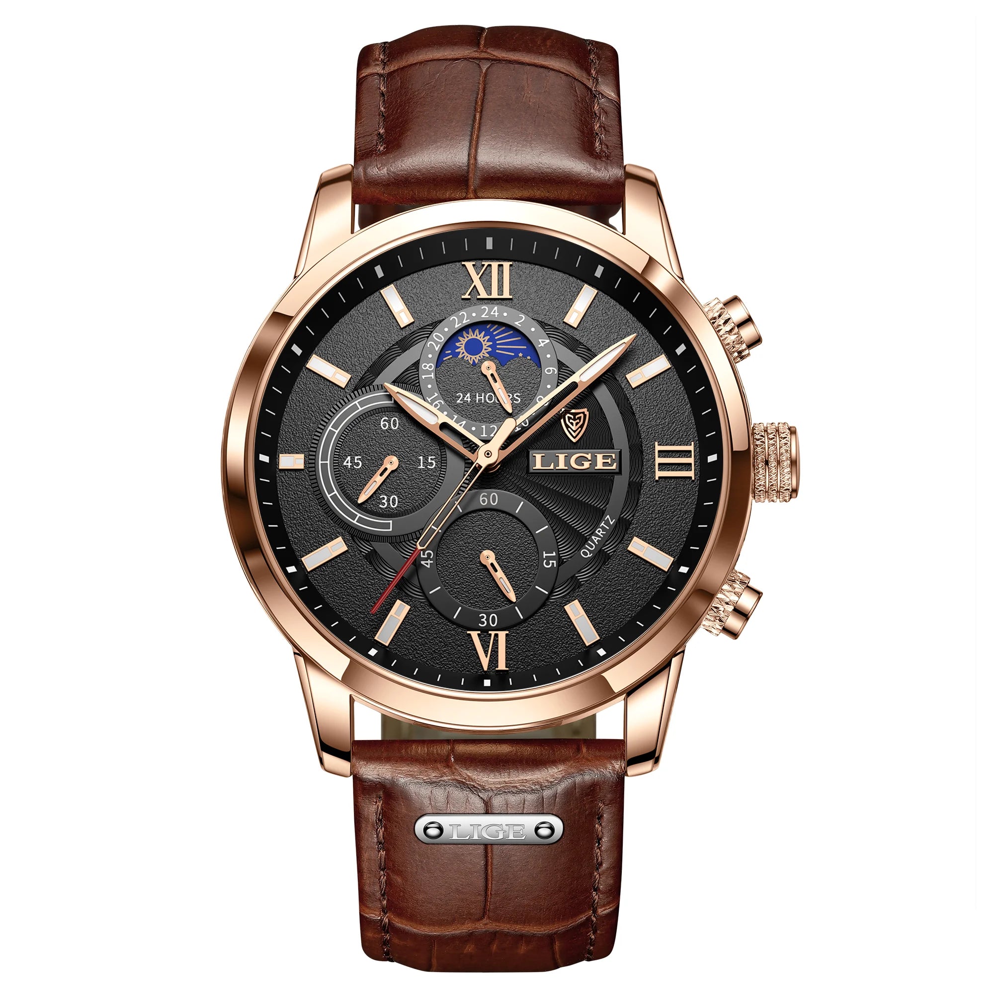 LIGE New Mens Watches Top Brand Luxury Brown Leather Casual Quartz Watch Men Sport Waterproof Clock Watch Relogio Masculino