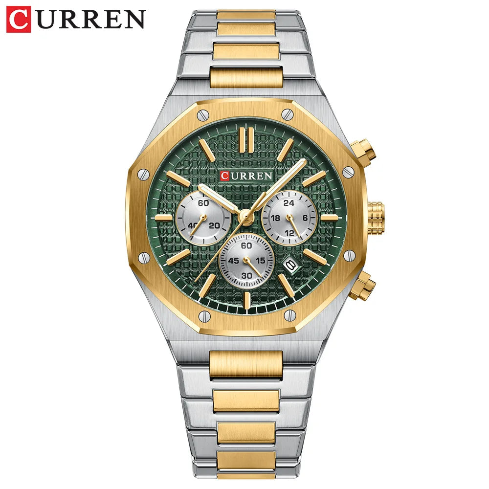 CURREN 8440 Fashion Men's Quartz Watch Multifunction Chronograph Calendar Luminous Wrsitwatch Casual Sports Watches for Man