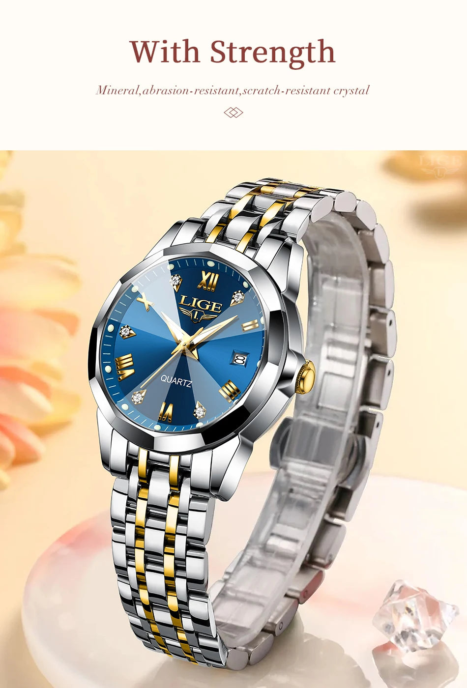 LIGE Women Watches Luxury Fashion Ladies Quartz Watch Waterproof Luminous Date Stainless Steel Wristwatch Girlfriend Gift