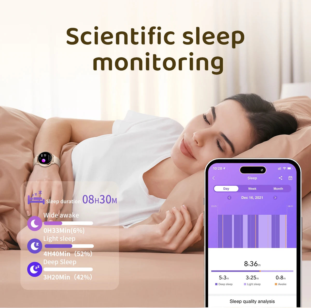 LIGE New Lady Fashion Smart Watch 1.26" HD Heart Rate Women's Health Bluetooth Voice Call Waterproof Flashlight Smartwatch