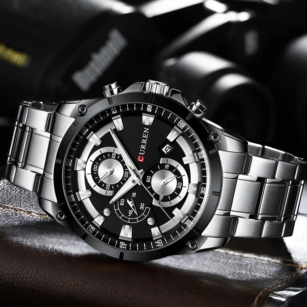 CURREN Mens Watches Fashion Top Brand Luxury Business Automatic Date Watch Men Casual Waterproof Watch Relogio Masculino+Box