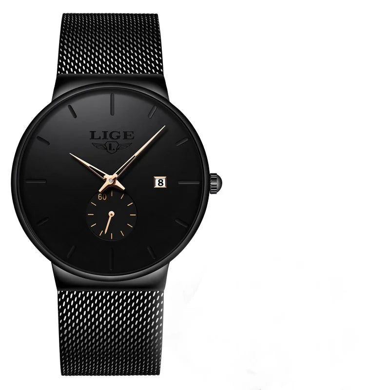 LIGE mens wristwatch simple luxury fashion clock quartz men sports watches Waterproof Watches Gift For Men Relogio Masculino+BOX