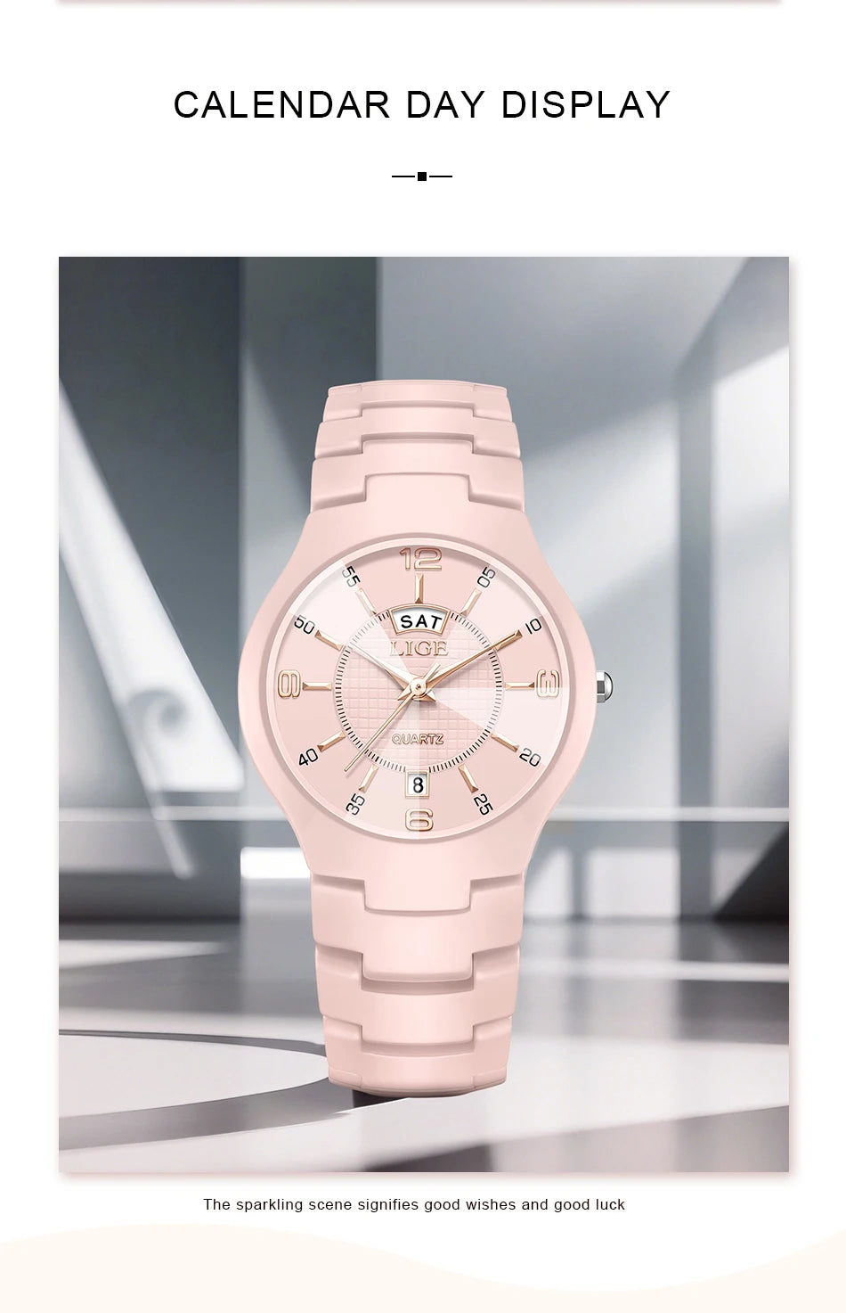 LIGE 2026 Elegant Ceramic Womens Watch Luxury Fashion Quartz Wristwatches Waterproof Date Week Watches Ladies Gifts Reloj Mujer