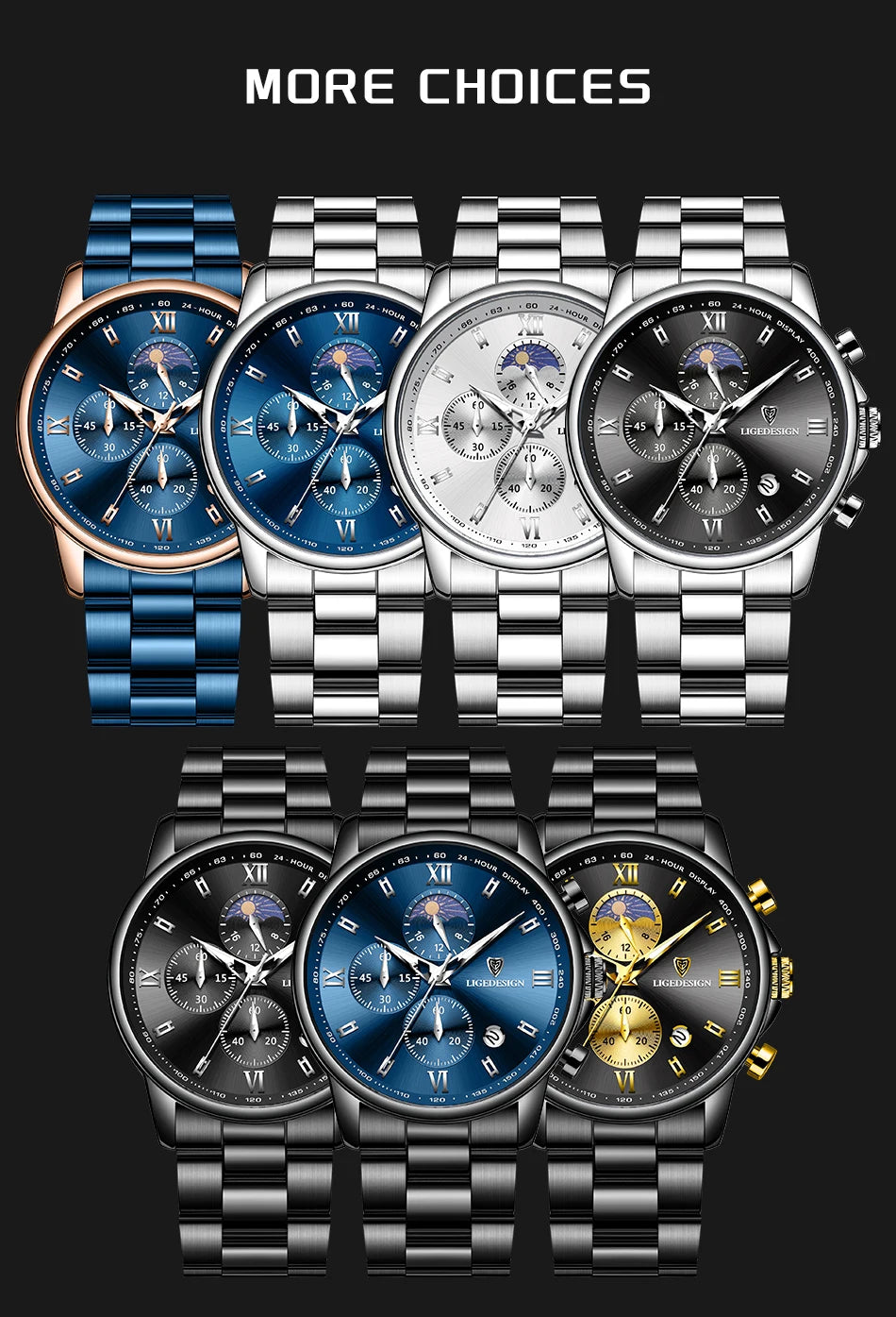 LIGE Band Luxury Watch for Man Quartz Sports Men Watch Waterproof Luminous Stainless Steel Chronograph Men's Watches Clock Reloj