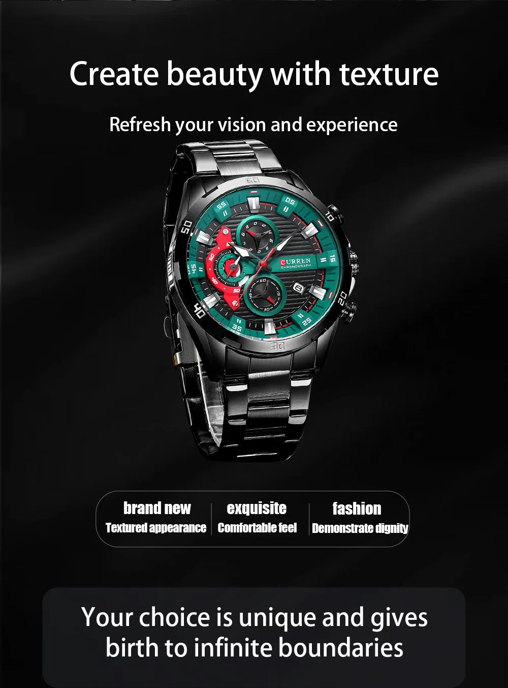 CURREN 8402 Men's Stainless Steel Watch Creative Fashion Luminous Dial with Chronograph Leisure Luxury Men's Watch reloj hombre
