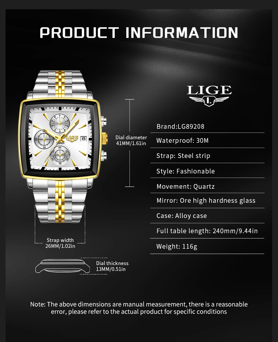LIGE 2026 Top Brand Luxury Watches For Men Fashion Casual Quartz Wristwatches Waterproof Luminous Steel Mens Watch Couple Reloj