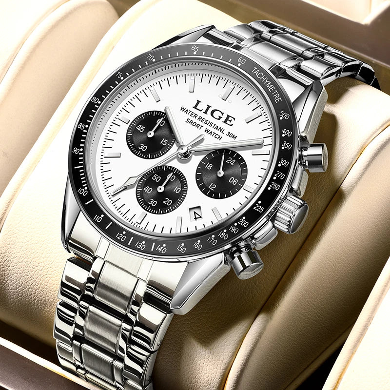 LIGE Fashion Mens Watches Top Brand Luxury Business Watch For Men Full Steel Waterproof Quartz Chronograph Relogios Masculino