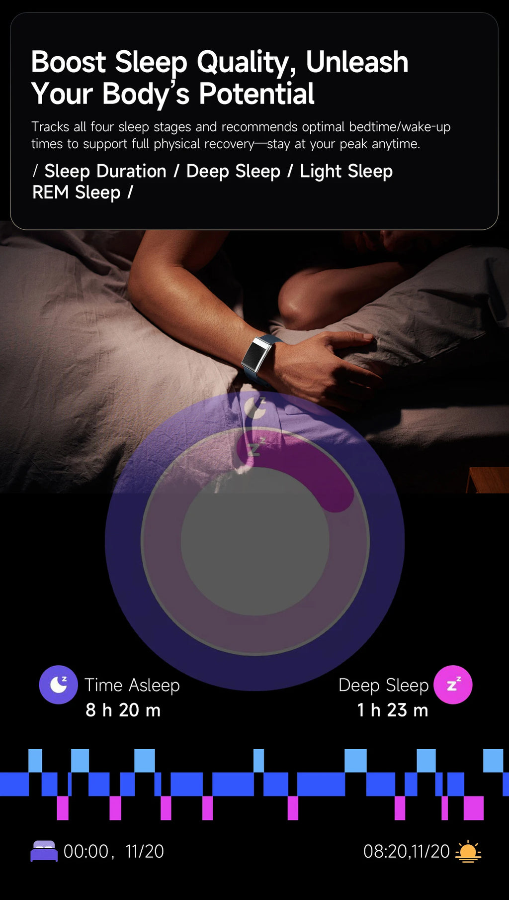 LIGE ECG Smart Watch for Men  Women Sports Fitness Temperature Health Monitoring Waterproof Wristbands No Screen Smart Bracelet