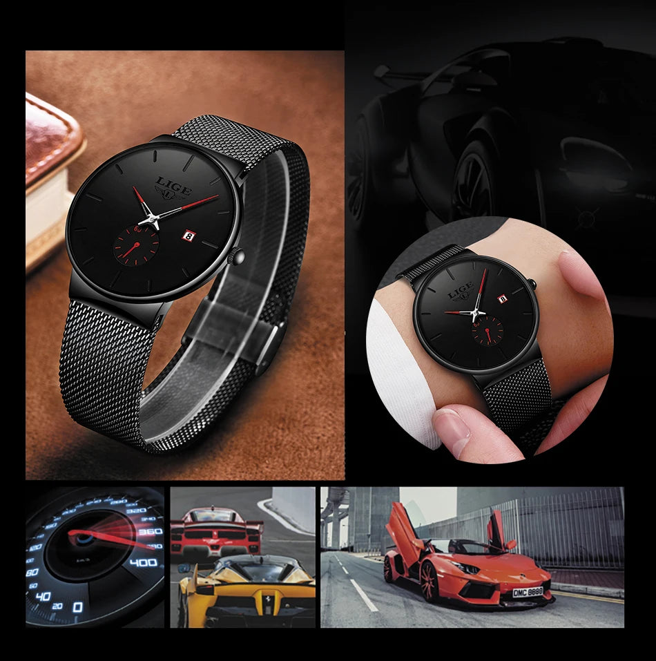 LIGE mens wristwatch simple luxury fashion clock quartz men sports watches Waterproof Watches Gift For Men Relogio Masculino+BOX