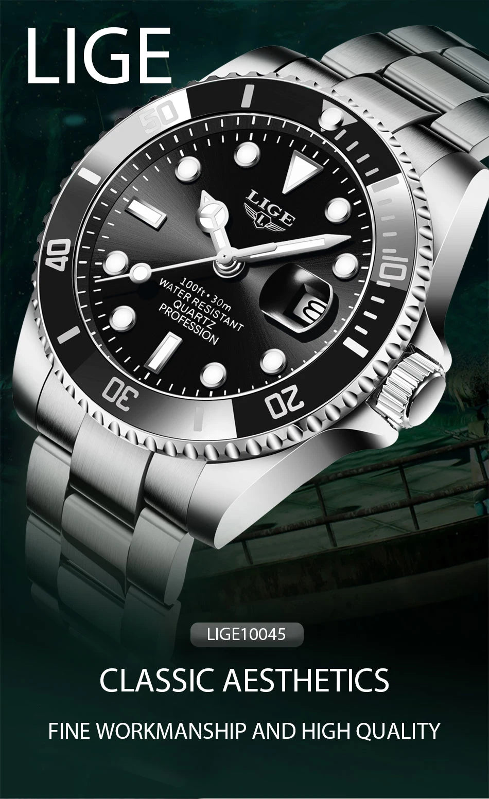 LIGE Watch For Men Top Brand Luxury Fashion Men Watch Casual Business Waterproof Chronograph Quartz Wristwatches Montre Homme