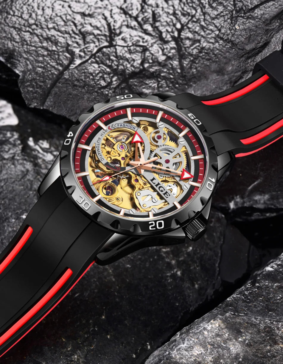 LIGE Men's Luxury Watches Mechanical Watches Chronograph Watch for Men Automatic Original Brand Stainless Steel Tourbillon Clock